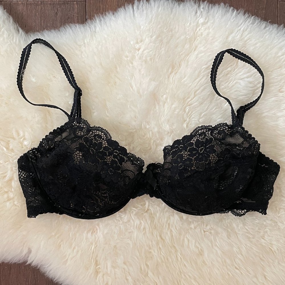 Victoria's Secret black lace unlined bra size 32D